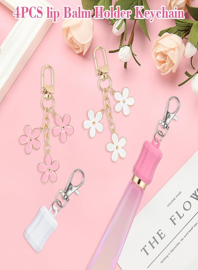 loghohu 4PCS Lip Gloss Holder Keychain for Summer Fridays Flexible Silicone Lipgloss Lip Balm Holder Keychain Sleeve 0.55-0.7in Lip Balm Cap and Holder Set for Women Girl Keychains Portable Accessories - Image 3